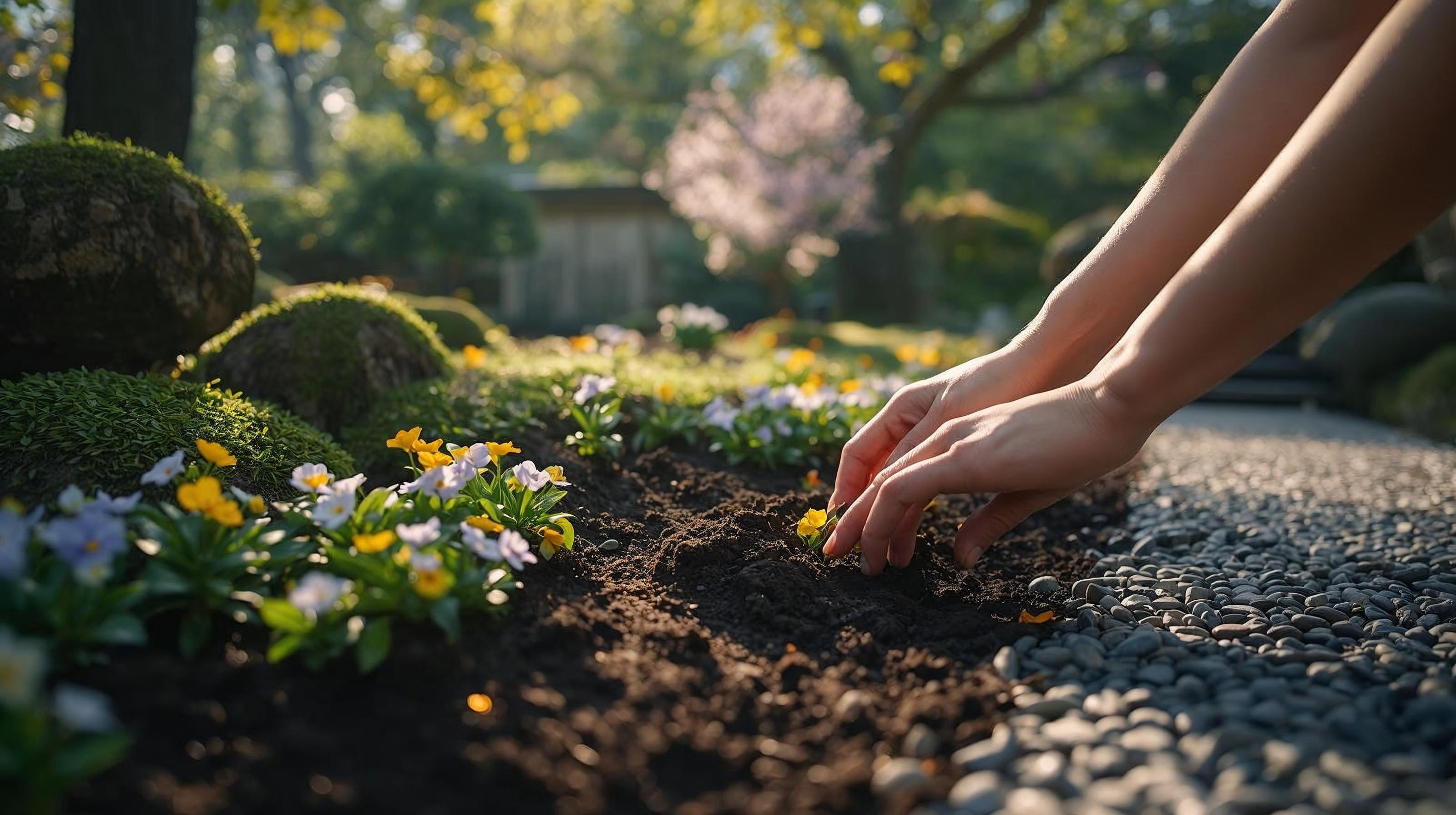 園芸療法のイメージ（手と植物）